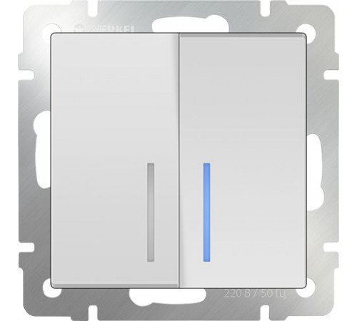 Выключатель 2-клавишный проходной с подсветкой WL01-SW-2G-2W-LED (белый) 030767