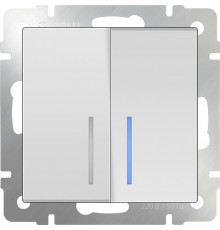 Выключатель 2-клавишный с подсветкой WL01-SW-2G-LED/W1120101 (белый)  030768/051114