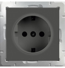 Розетка з/к и шторками WL08-SKGS-01-IP44 (черный матовый)