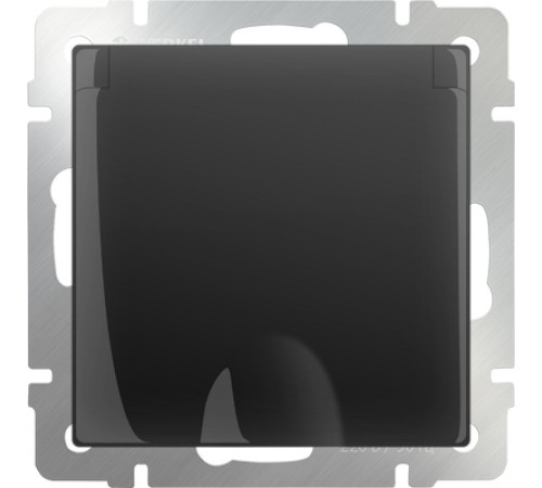 Розетка влагозащ. з/к,защ.крышка и шторками WL08-SKGSC-01-IP44 (черный матовый)