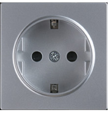 Розетка с/з и шторками W1171106 (серебряный)