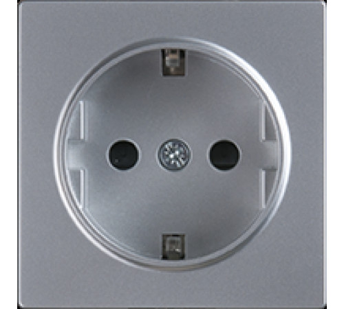 Розетка с/з и шторками W1171106 (серебряный)