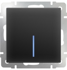 Выключатель 1-клавишный с подсветкой WL08-SW-1G LED/W1110108 (черный матовый) 029871/051599