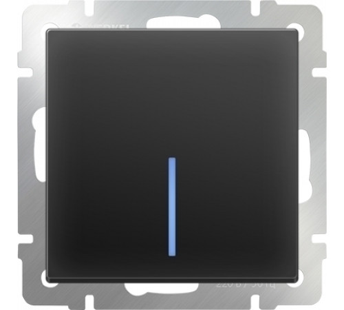 Выключатель 1-клавишный с подсветкой WL08-SW-1G LED/W1110108 (черный матовый) 029871/051599