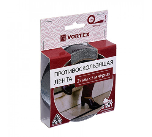 Лента противоскользящая 25мм*5м VORTEX 144/12 22508 Лента противоскользящая 25мм*5м VORTEX 144/12 22508