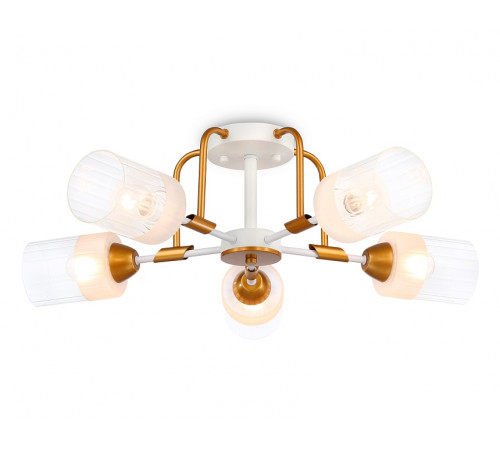 Люстра TR303323/5 WH/GD/CL/FR E27*5 max 60W D620*200 бел/золото/прозрачный/бел.матовый Люстра TR303323/5 WH/GD/CL/FR E27*5 max 60W D620*200 бел/золото/прозрачный/бел.матовый