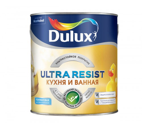 Краска Dulux воднодисперсионная Ultra Resist Kitchen&Bathroom для кухни и ванной БазаBW матовая 1л