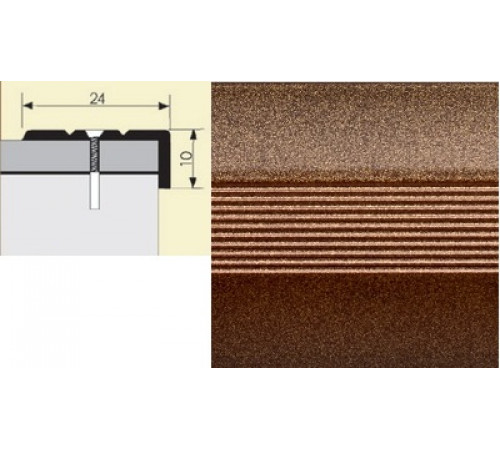 Порог-угол алюминиевый 24*10мм 0,9м Бронза (10шт. в упак.)
