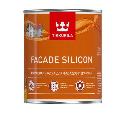 Краска Tikkurila Facade Silicon база С 9л акриловая для фасадов и цоколей