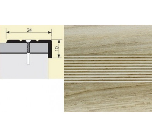 Порог-угол алюминиевый 24*10мм 0,9м Дуб Аляска (10шт. в упак.)