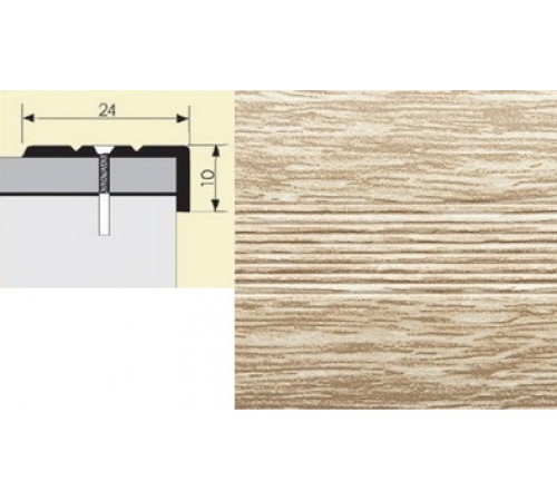 Порог-угол алюминиевый 24*10мм 0,9м Дуб Беленый (10шт. в упак.)