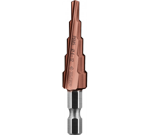 Сверло ступенчатое, 4-12мм, 5 ступеней, кобальтовое покрытие, ЗУБР КОБАЛЬТ, 29672-4-12-5_z01