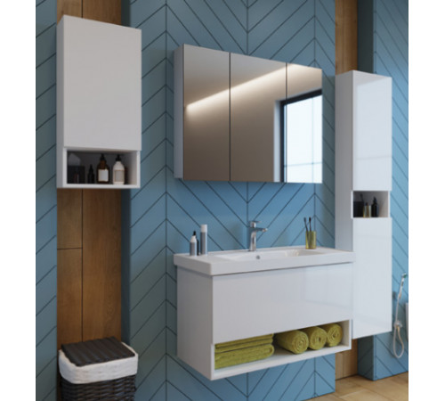 Тумба Dreja Perfecto 60 белый глянец 1 ящ.,push-to-open + ум-к мебельный Dreja Grace 60