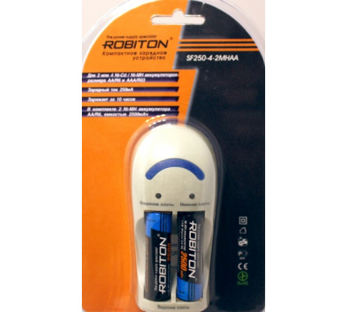 Зарядное устройство унив. Robiton R03/R06*2/4 (250mA) таймер откл. TF250-4 28090 Зарядное устройство унив. Robiton R03/R06*2/4 (250mA) таймер откл. TF250-4 28090