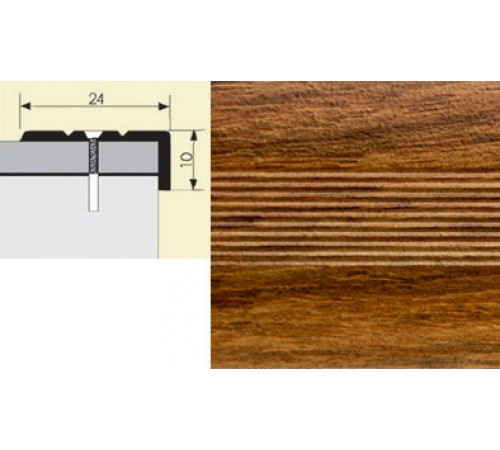 Порог-угол алюминиевый 24*10мм 0,9м Дуб Медовый (10шт. в упак.)