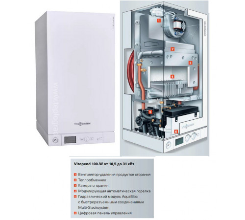 Котел настенный газ. 2-х конт. закр. камера, Vitopend 100-W A1JB010 24 кВт. Котел настенный газ. 2-х конт. закр. камера, Vitopend 100-W A1JB010 24 кВт.