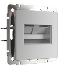 Телефонная розетка 2-я Ethernet RJ-45 W1181106 ( серебрянный) 051523