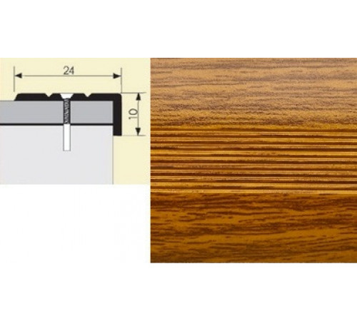 Порог-угол алюминиевый 24*10мм 0,9м Дуб Темный (10шт. в упак.)