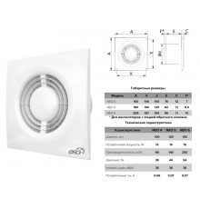 Вентилятор NEO 5S осевой с антимоскит. сеткой D125