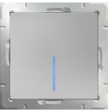 Выключатель 1-клавишный c подсветкой WL06-SW-1G LED/W1110106 (серебряный) 029824/051512