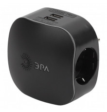Тройник 3гн 220V+2*USB 2100mA с зазем. со шторками черный SP-3e-USB-BLACK Б0046364