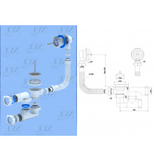 Сифон для ванны с в/п . 1 1/2  регулир.выпуском 40, АНИ Е250