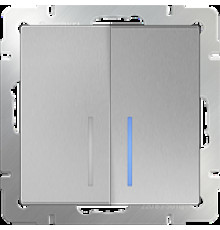 Выключатель 2-клавишный с подсветкой WL06-SW-2G-LED/W1120106 (серебряный) 029826/051506