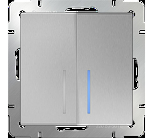 Выключатель 2-клавишный с подсветкой WL06-SW-2G-LED/W1120106 (серебряный) 029826/051506