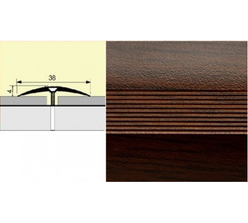 Порог-стык алюм. 38мм 1,8м Орех Темный (10 шт.в упак.)