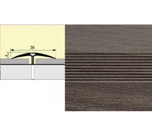 Порог-стык алюм. 38мм 0,9м Дуб Марон (10 шт.в упак.)