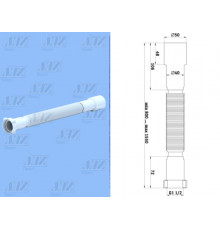 Гофра для сифона удлин. 1 1/2х40/50, L=800-1500, АНИ К116