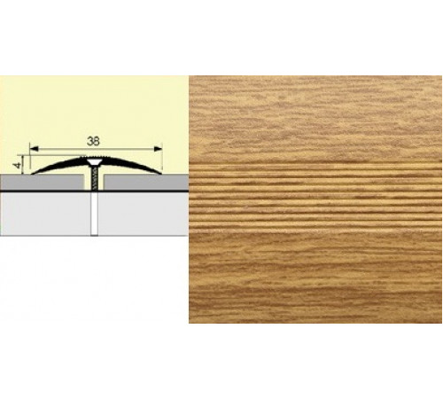 Порог-стык алюм. 38мм 0,9м Дуб Светлый (10 шт.в упак.)