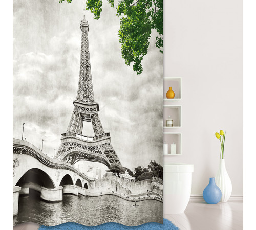 Штора для ванной комнаты 180*200 см полиэстер Paris days, Grey IDDIS 541P18Ri11