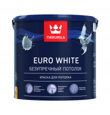 Краска Tikkurila для потолка Euro White белая 9л