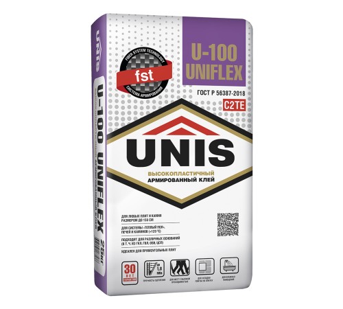 Клей эластичный UNIFLEX U-100 С2ТЕ 25 кг ЮНИС