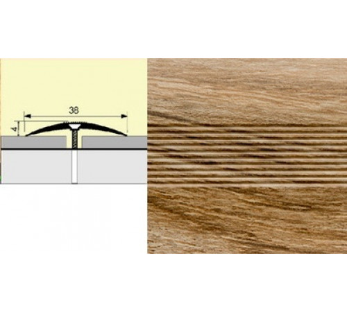 Порог-стык алюм. 38мм 1,35м Дуб Камелия (10 шт.в упак.)