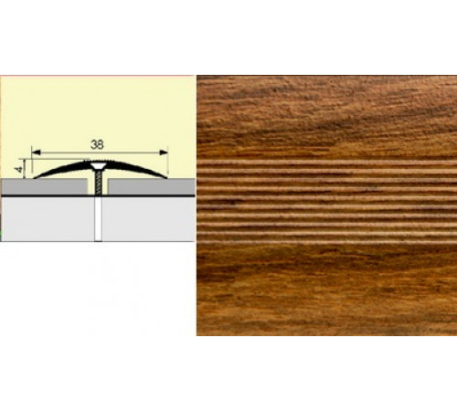 Порог-стык алюм. 38мм 1,35м Дуб Медовый (10 шт.в упак.)