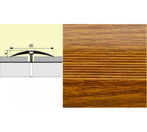 Порог-стык алюм. 38мм 1,35м Дуб Темный (10 шт.в упак.)