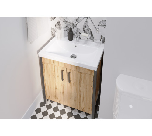 Тумба GRUNGE LOFT 70Н 2д. Дуб Вотан + раковина Como