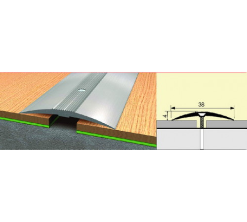 Порог-стык алюм. 38мм 1,8м Алюминий (10 шт.в упак.)