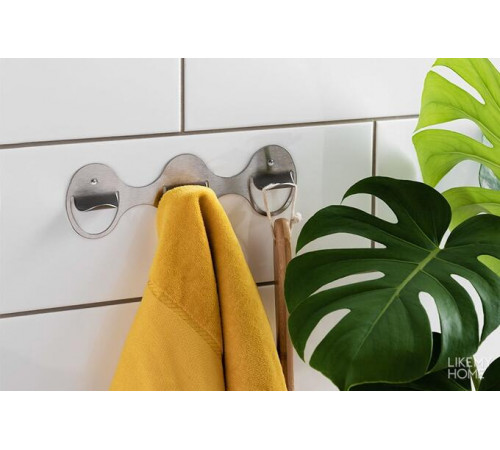 Планка с 3 крючками 22*2,9*7 см ,цвет никель 233-10