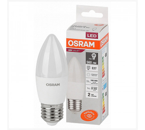 Лампа Osram светод. 7W E27 4000K 560Лм свеча LED VANCE 4058075579477