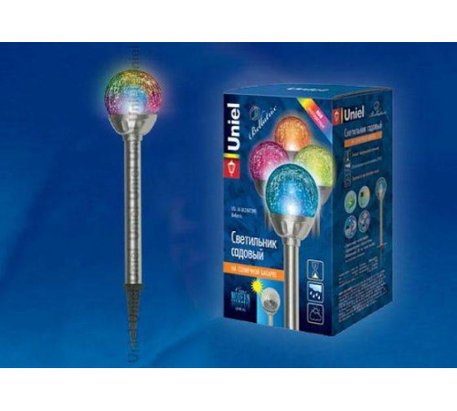 Светильник садовый USL-M-063 на солн. батарее 1LED RGB h=39см нерж. сталь в коробке 448968 Светильник садовый USL-M-063 на солн. батарее 1LED RGB h=39см нерж. сталь в коробке 448968