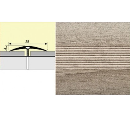 Порог-стык алюм. 38мм 1,8м Дуб Дымчатый (10 шт.в упак.)