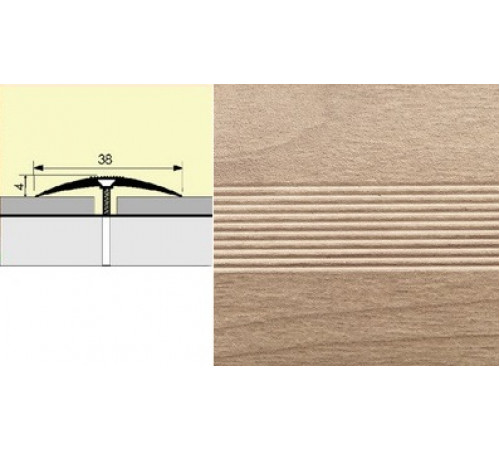 Порог-стык алюм. 38мм 1,8м Дуб Жемчужный (10 шт.в упак.)