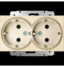 Розетка двойная з/к  WL10-SKG-02-IP20 (шампань рефленый) 041868