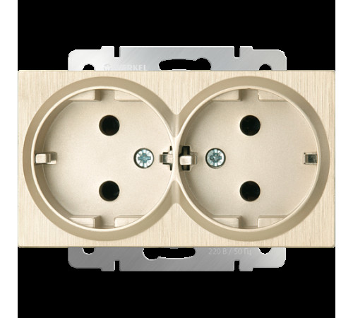 Розетка двойная з/к  WL10-SKG-02-IP20 (шампань рефленый) 041868