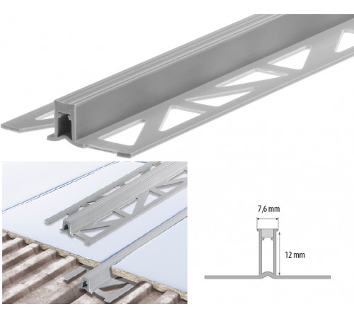 Дилатационный профиль для плитки ПВХ светло-серый 12*2,5м (W-PC-DY12-105-250)