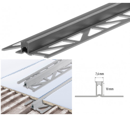 Дилатационный профиль для плитки ПВХ темно-серый 10*2,5м (W-PC-DY10-106-250)