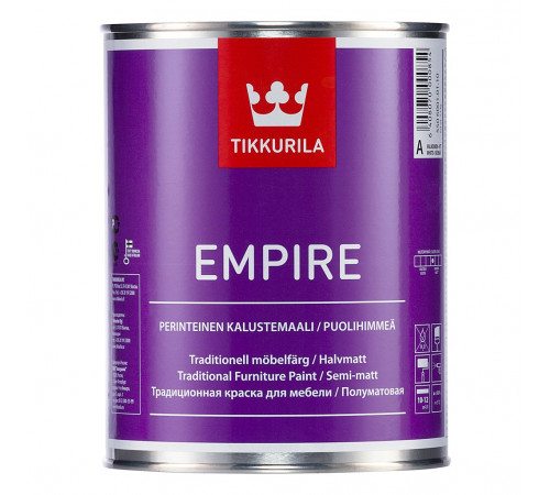 Краска Tikkurila алкидная Empire База А для мебели полуматовая 2,7л